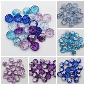 Small buttons. Set of 20 buttons. Round, 12,5mm, two holes transparent buttons for sewing, knitting and doll clothes. Blouse, shirt buttons.