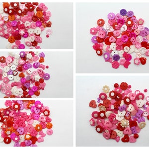 Mixed pink buttons for Craft and Sewing. Assorted buttons various sizes and designs.