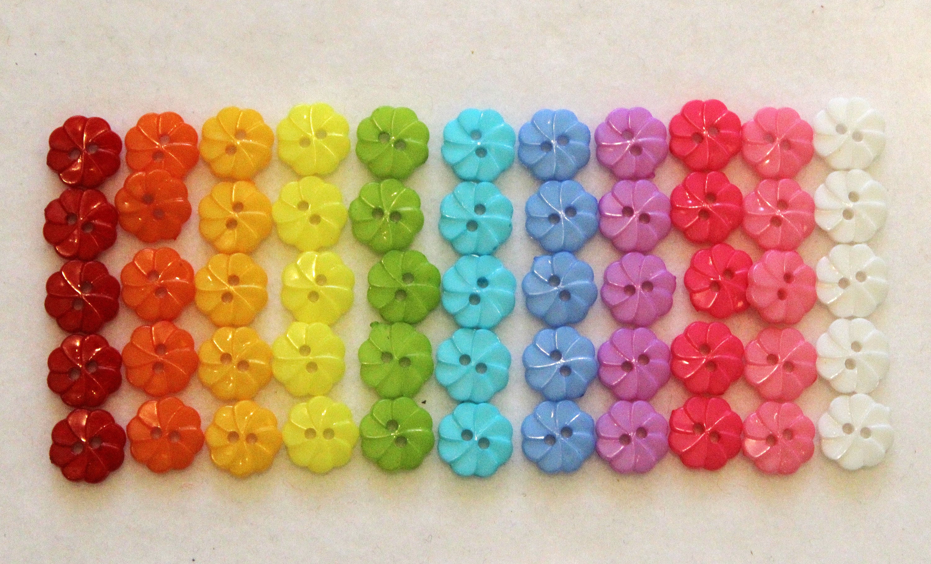 Set of 70 Small Buttons, 9 Mm Buttons, Sewing, Knitting Supplies, Tiny Doll  Buttons, 14 Colors. 