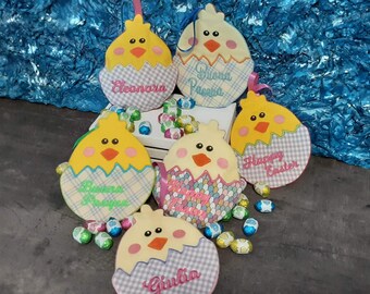 ITH Chick Bolsa de golosinas de Pascua con cremallera- tutorial - Sacchetto Pulcino con cerniera porta ovetti- cm. 14x17-pulg.5,5x 7