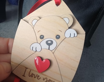 Archivo SVG "Te amo oso", archivo cortado con láser para San Valentín