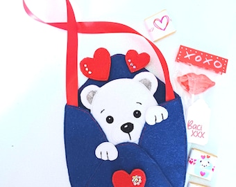 Archivo ricamo orsetto nella busta Día de San Valentín, en el aro, aplique