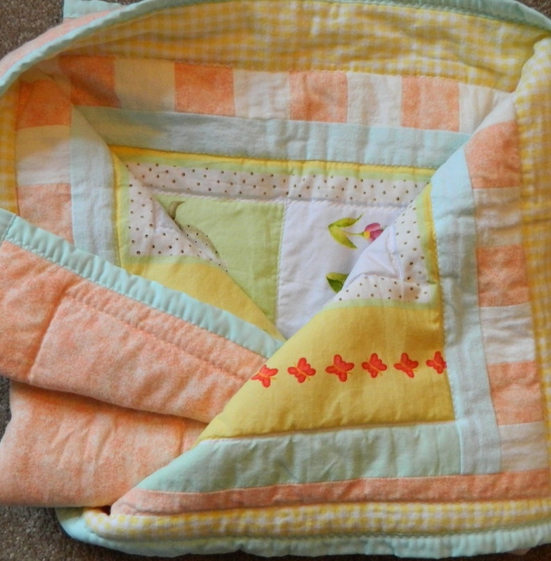 Barnyard Scenes Pastel Flannelette and Cotton Baby QuiltTummy Time Blanket