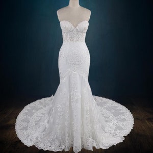 Strapless Boho Corset Lace Mermaid Wedding Dress