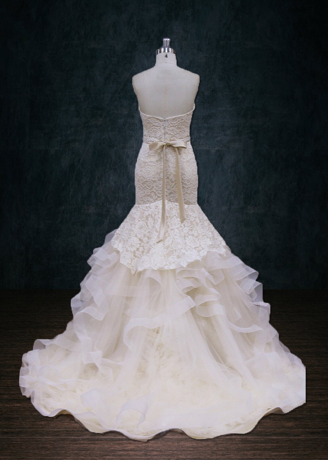 Wedding Dress Horsehair Trim Lace Tulle Trumpet Mermaid Etsy