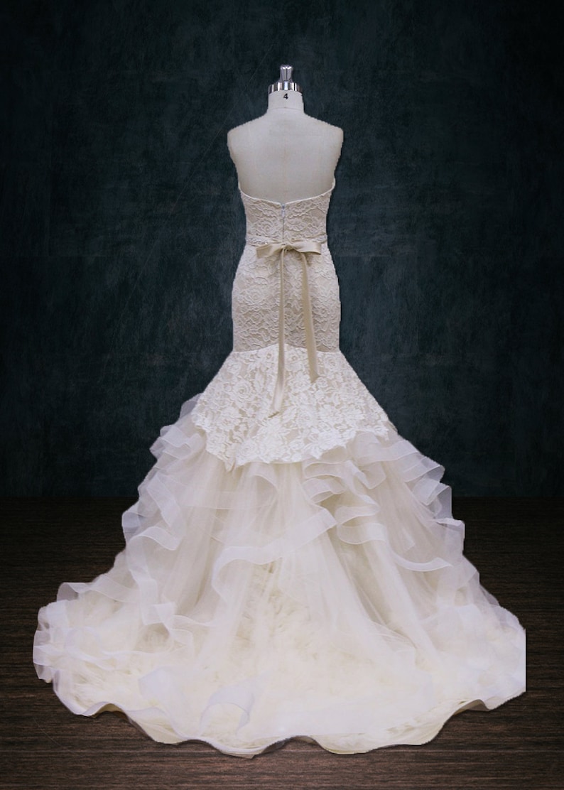 Wedding Dress Horsehair Trim Lace Tulle Trumpet Mermaid Etsy