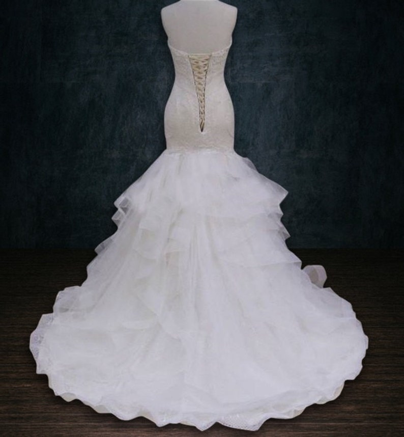 bandage mermaid trumpet gown with horsehair trim