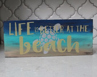 Beach sign, wooden beach sign, beach cottage decor, coastal wall decor, beach house decor, Hawaiian decor, cute beach sign