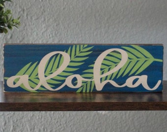 Aloha sign, aloha decor, Hawaiian wood sign, rustic beach sign, coastal hawaiian decor, aloha house warming, Hawaiian decor