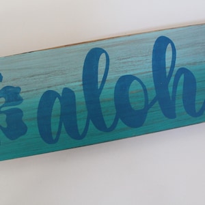aqua  aloha wood sign, Honolulu, tropical greetings, Hawaiian decor, live with aloha, maui, island decor, wall sign