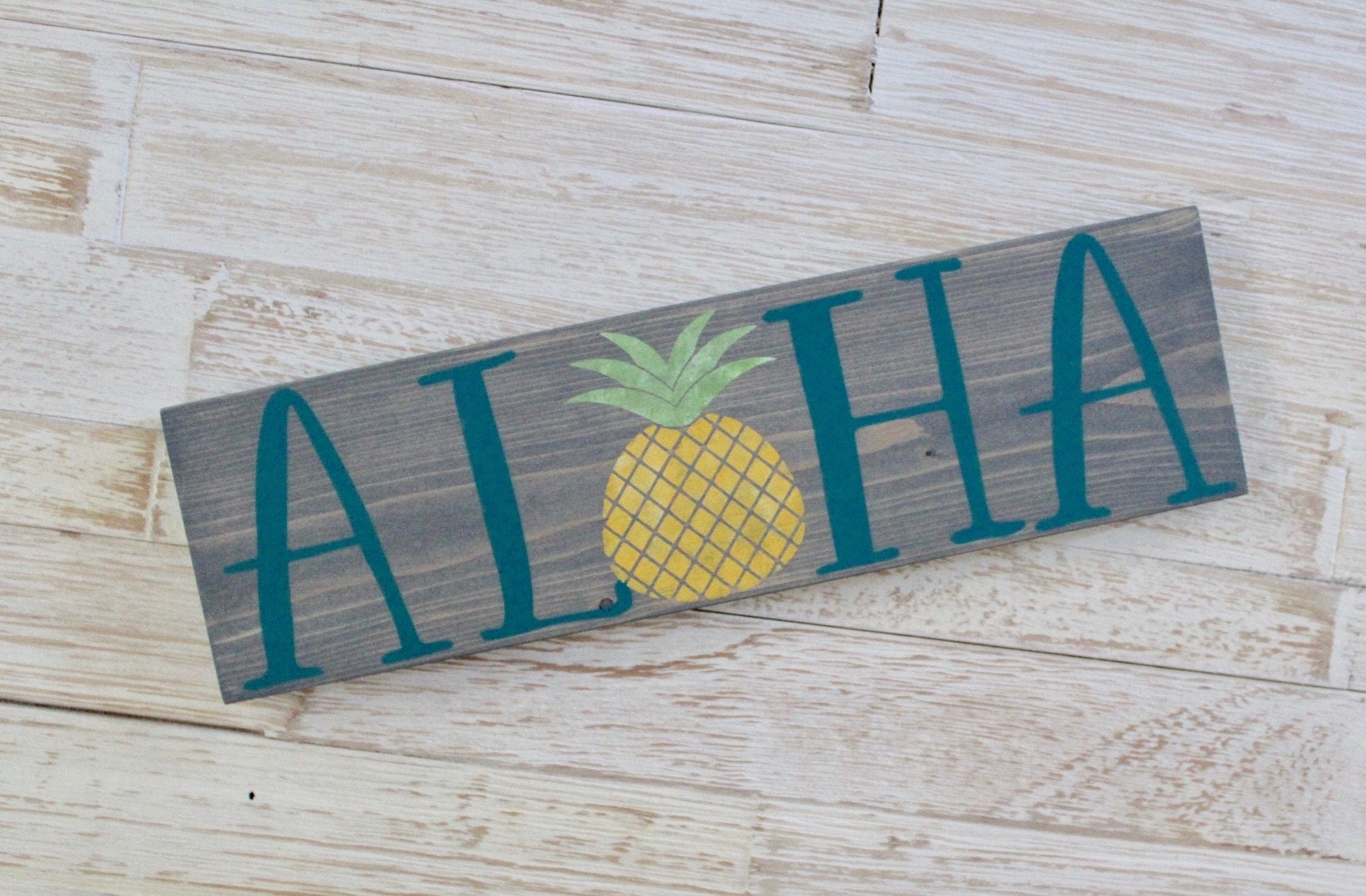Teal Aloha letrero de madera de Aloha decoración de la pared | Etsy