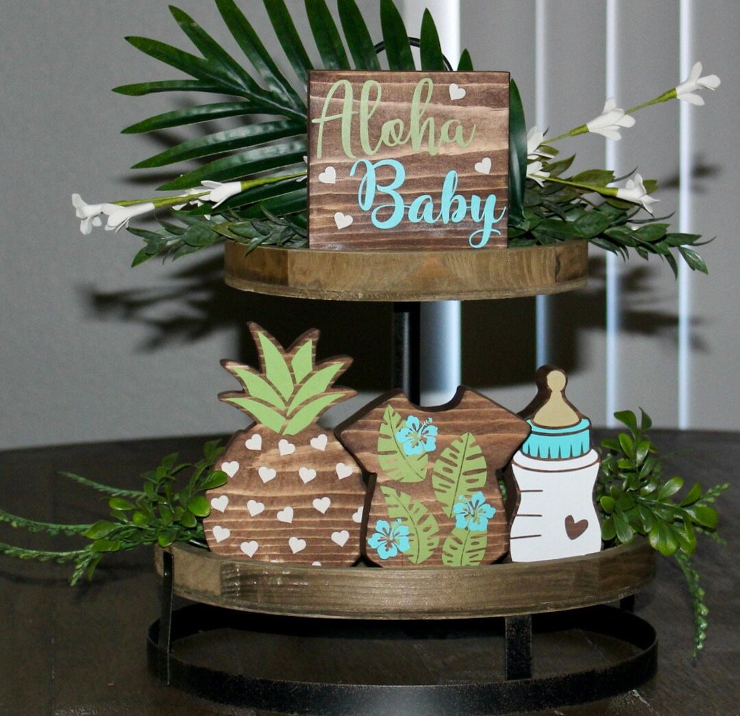 Hawaiian Baby Shower Decorations Tier Tray Decor Aloha Baby Etsy