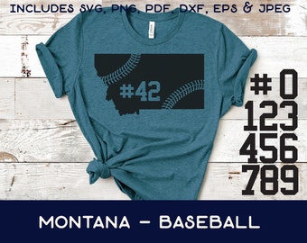 Montana State Baseball and Softball SVG - Montana Baseball and Softball with Numbers - Instant Download jpeg png svg pdf eps dxf