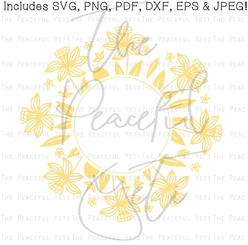 Download Spring Monogram Frame With Daffodils Daffodil Circle Svg Instant Download Jpeg Png Svg Pdf Eps Dxf Drawing Drafting Craft Supplies Tools Leadcampus Org