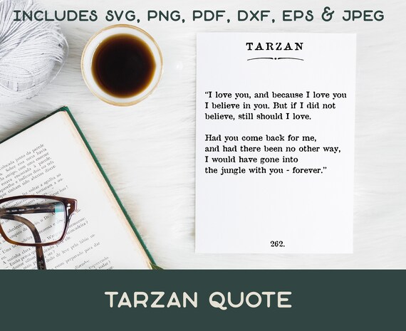 Tarzan Svg Vintage Book Page Svg Cut File Tarzan Quote Etsy