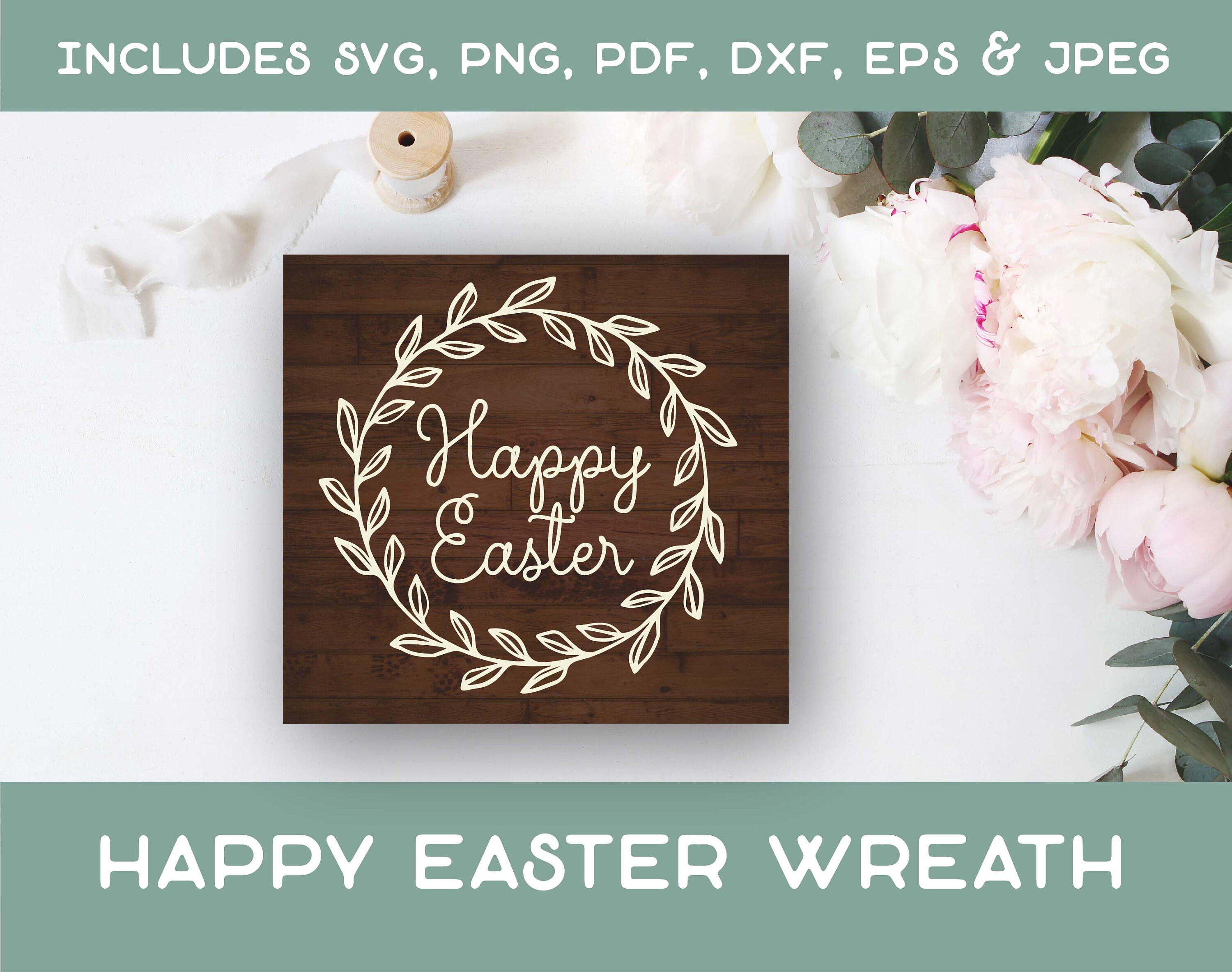 Download Happy Easter Wreath Svg Instant Download Jpeg Png Svg Pdf Etsy