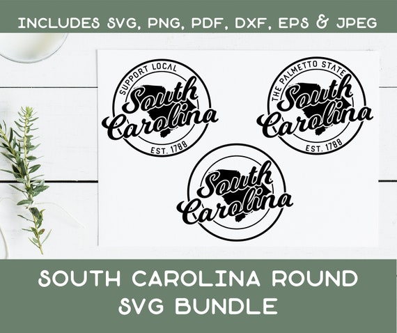 South Carolina State Svg Bundle Round State Typography With Etsy
