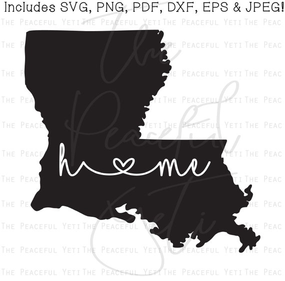 Louisiana Home State SVG State Home with Heart Instant | Etsy