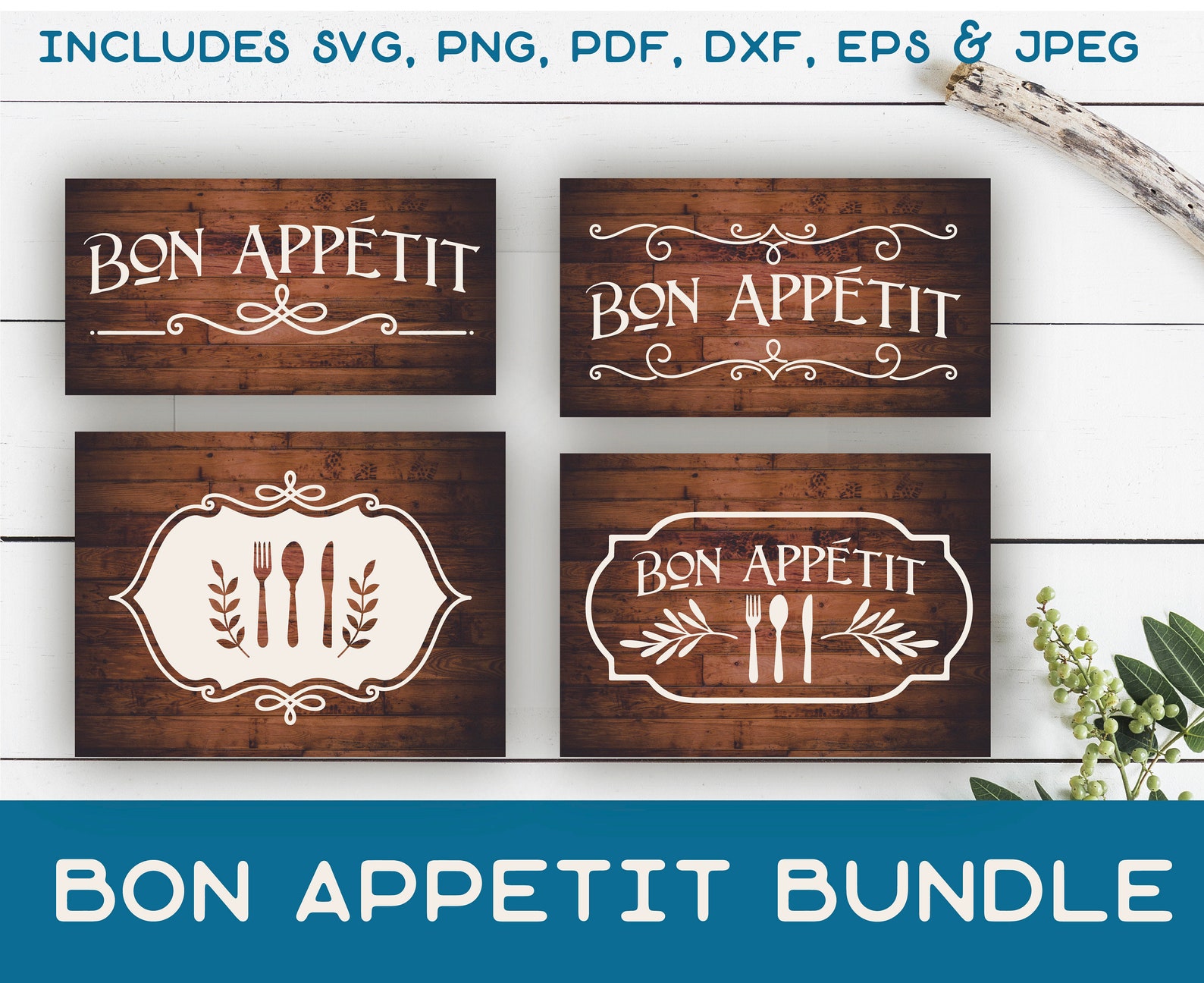 Bon Appetit SVG Pantry and Kitchen Wood Sign Cut File DIY Etsy