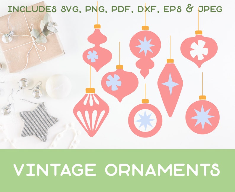 Vintage Ornaments SVG Mid Century Modern Christmas SVG Cut - Etsy