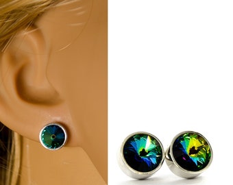 Earrings Plug Silver 925 Crystal Swarovski Elements Minimalist Jewelry Modern Gift for Woman Handmade
