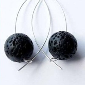 Silver Earrings, Earrings, Silver, LAVA black, black, Handmade NEW image 3