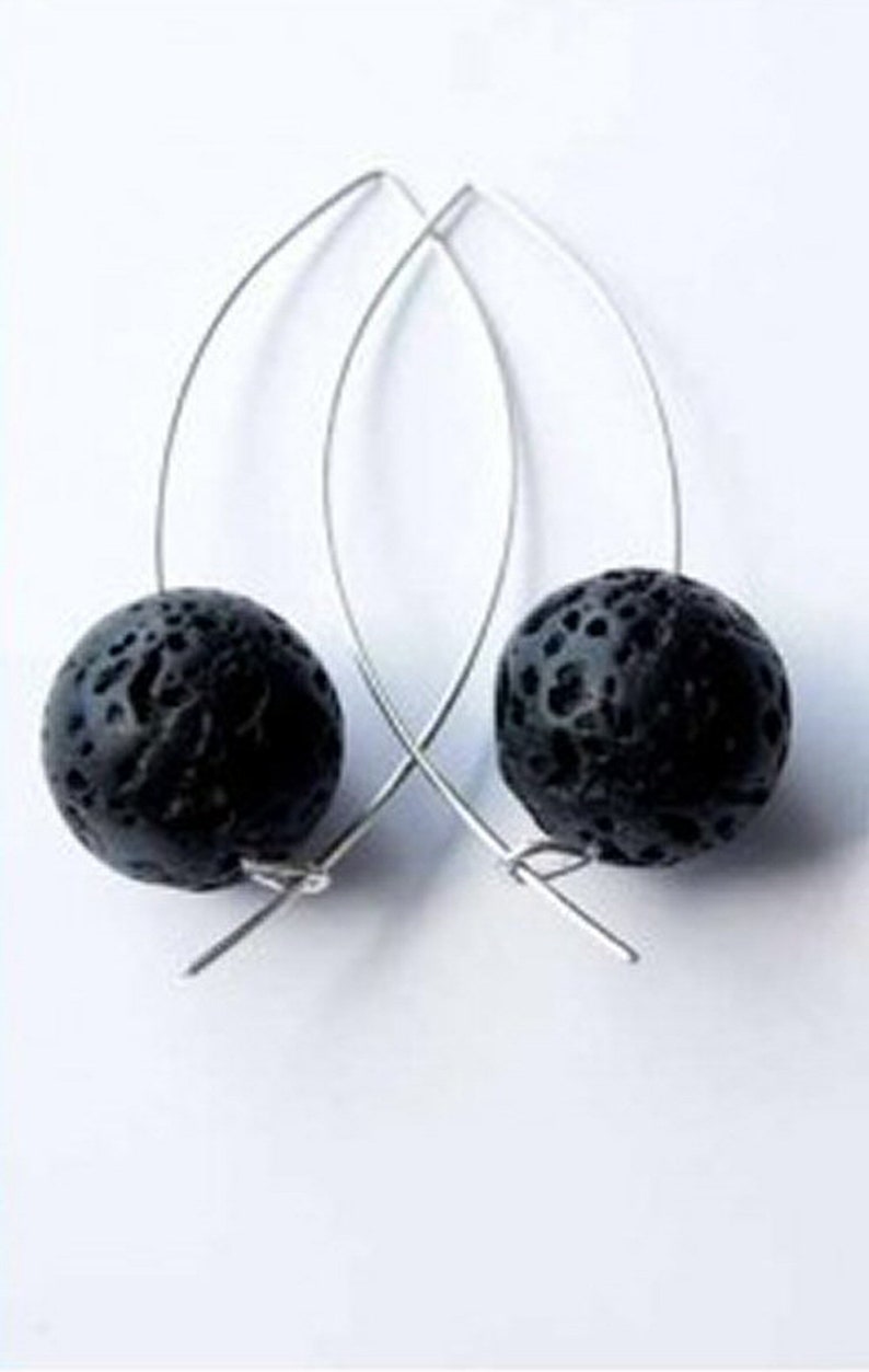 Silver Earrings, Earrings, Silver, LAVA black, black, Handmade NEW image 3