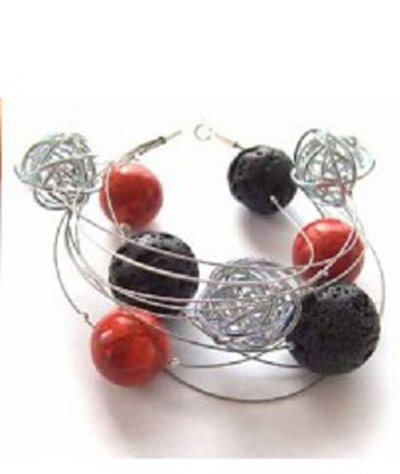 Silver Earrings, Earrings, Silver, LAVA black, black, Handmade NEW image 4