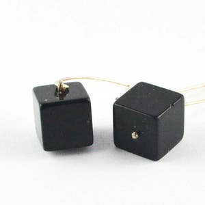 Silver earrings, earrings, sterling silver 925, ONYX, cube, black, handmade NEW