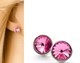 Pendientes Plug Plata 925 Cristal Swarovski Elementos Joyería Minimalista Regalo Moderno para Mujer Hecho a Mano