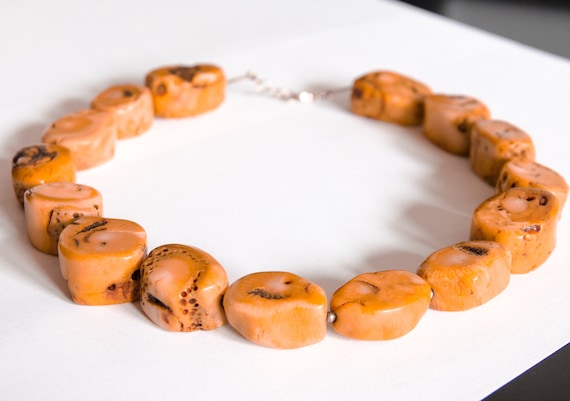 Halskette, Necklace, ORANGE Koralle Siber 925 HandgemachtGeschenk für Sie Unikat