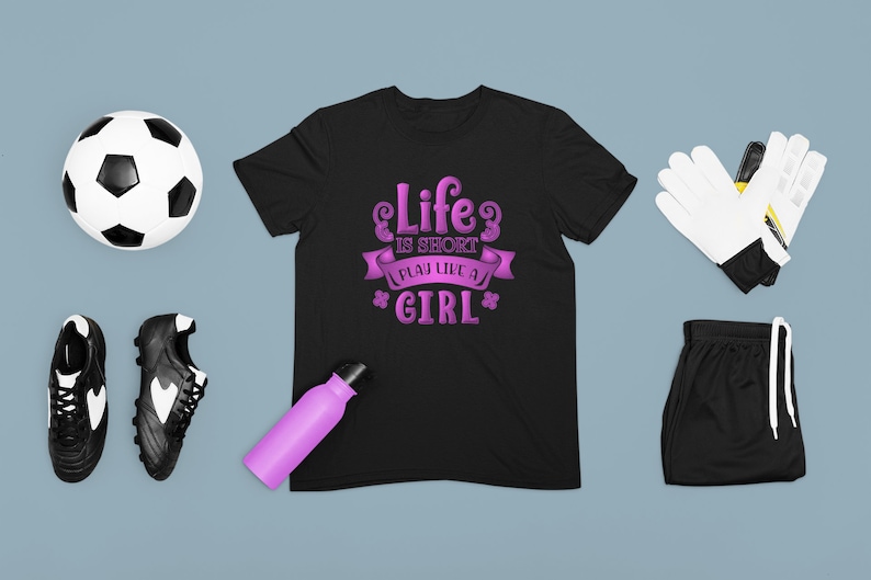 Life Is Short Play Like A Girl ~ Girl Power T-Shirt ~ Motivational Youth Kids Tshirt ~ Sports T-shirt ~ Cute Graphic Tee Cotton