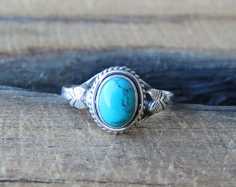 Turquoise Leaf Silver Ring / Silver Ring for Women / Turquoise Ring / Gift / ocean Blue