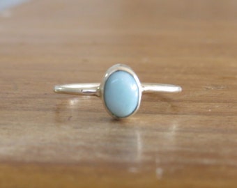 Larimar Bohemian Sterling Silver Ring, Everyday Ring, Gift for her, Delicate, Boho Ring, Hippie, Stacking Ring, Dainty Ring, Larimar