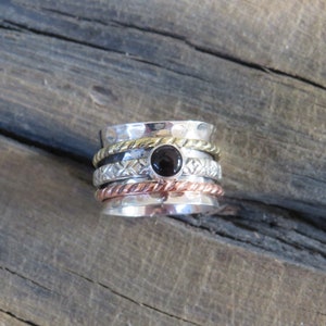 Willpower Meditation spinning ring/ Black Onyx Spinner Ring / Meditation Rings for women / Spinner Ring image 1