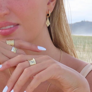 Apollo Wide Gold Vermeil Ring, adjustable Hammered gold ring, Textured gold ring, Minimalist Chunky gold ring,  Gold vermeil ring