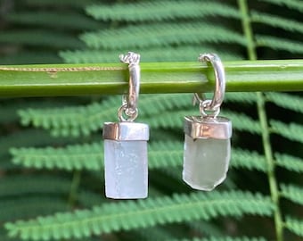 Clear Raw Quartz Silver Earrings, Crystal Earrings, Mini Hoop Quartz Earrings, Crystal earrings, Mystica Byron Bay, crystal hoop earrings