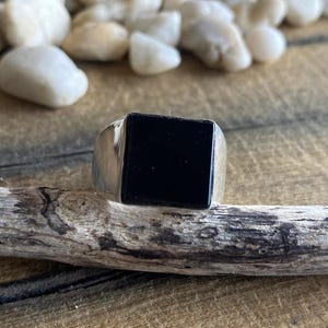 Mens Black Onyx Silver Ring, Men Jewelry, Rectangle Onyx Men Ring, Man Hipster Ring, Black Onyx Ring, Modern Men Ring, Square SIGNET RING
