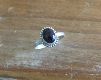 Blue Goldstone Sterling Silver Ring / Blue Goldstone 925 Silver Ring / Silver Ring