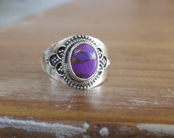 Purple Copper Turquoise Sterling Silver Ring / Purple Silver Ring / Jewellery with purpose / Gift