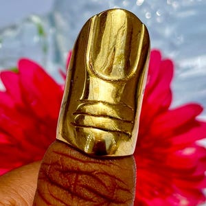 Golden Statement Nail Ring • Fingertip Full Cover Nail Ring • Unisex Finger Nail Sleeve • Festival Nail Ring • Glamorous Nail Ring