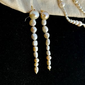 Natural Freshwater Pearl Drop Earrings | Long Pearl Earrings | Handmade Dainty Dangle Pearl Earrings | Bridal Wedding Earring | Gift for Her