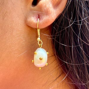 Handmade Baroque Pearl Drop Earrings | Unique Gold Accent Dangle Earrings | Artisan Freshwater Pearl Jewelry | Elegant Boho Style Earrings