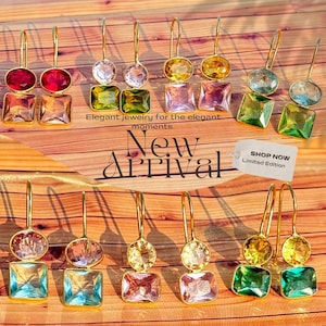 Colorful Gemstone Dangle Earring | Gold Plated Drop Earring | Elegant Crystal Jewelry for Women | Handmade Gift | New Arrival | Gift For Her