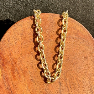 Gold Chain Necklace with Textured Loops | Cable Chain Necklace Elegant Link Chain | Statement Necklace | Gift for Her | Wedding Jewelry