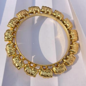 Gold Elephant Bangle: Handcrafted Brass Indian Kada - Nickel Free