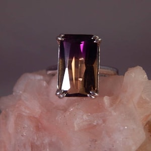 Custom 5.80 Ct. Emerald Cut Ametrine Sterling Silver Ring