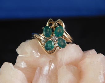 1.75 Ct. Oval Emerald and Diamond Cluster Ring 14k Yellow Gold