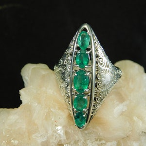 May Birthstone Avant Garde 2.00 ct. Oval Columbian Emerald Ring Sterling Silver