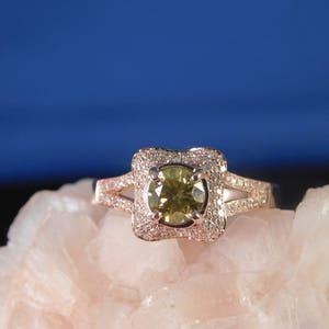 Ladies .63 Ct. Round Canary Diamond Engagement Ring 14k Rose Gold